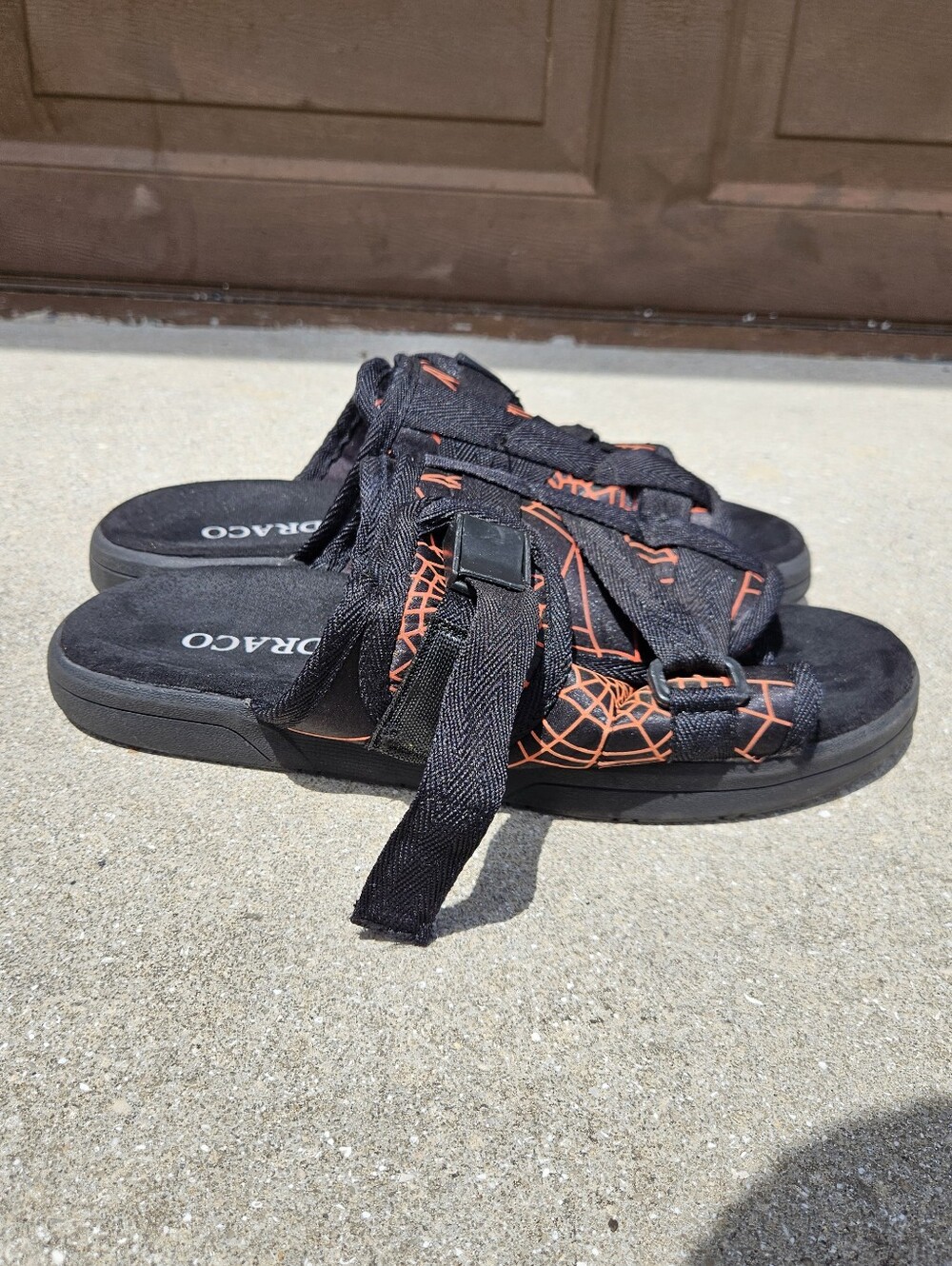 Draco Black And Orange Reflective Slides Sandals Men's Size 11-12 Pre-owned